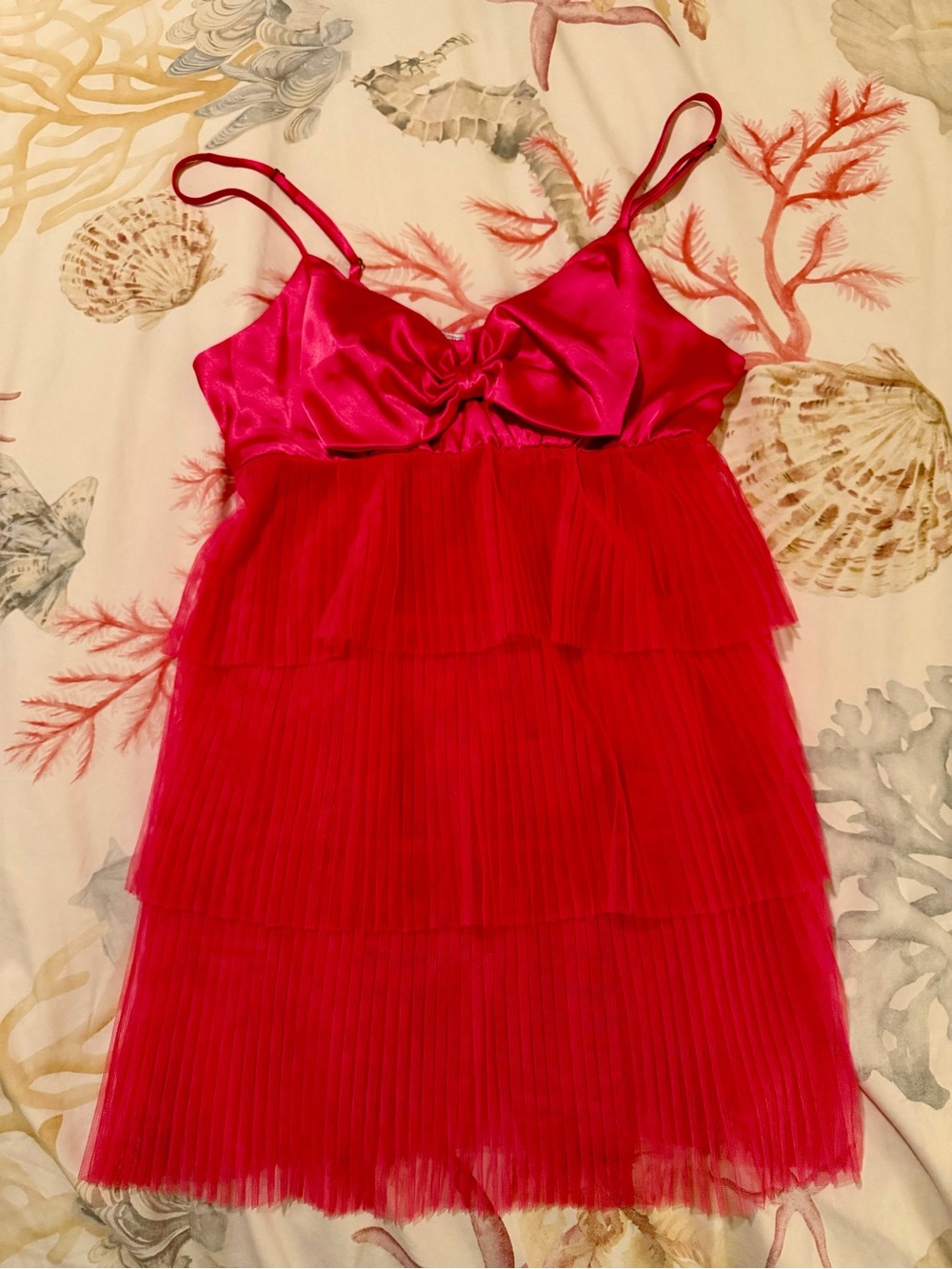 Victoria’s Secret Hot Pink Coquette Y2K Babydoll Slip Dress Size Small Lingerie